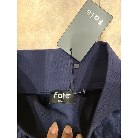 NWT Fate Blue Satin Cargo Jogger Pant Women's Wide Band Waist Ankle Size Sm. - Picture 6 of 8